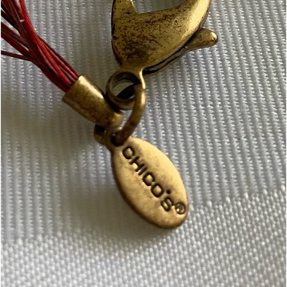 Multiple Strand Red/BrassyChicoNecklace - Picture 5 of 6